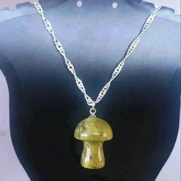 Mom's Island Beads Jewelry - Stone Mushroom Silver Necklace